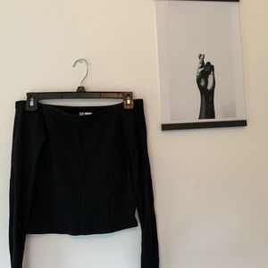 Black off the shoulder long sleeve top